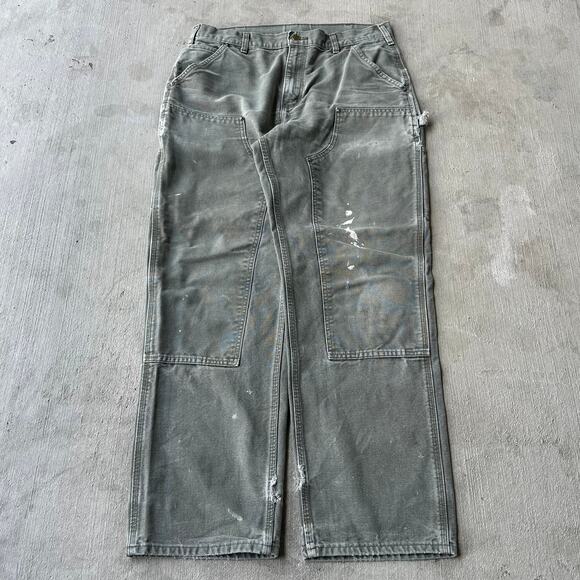 Vintage Y2K Carhartt MOS green double knee work wear carpenter pants - Picture 1 of 5